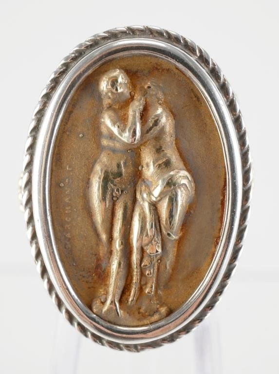 STERLING SILVER & 14K GOLD CAMEO