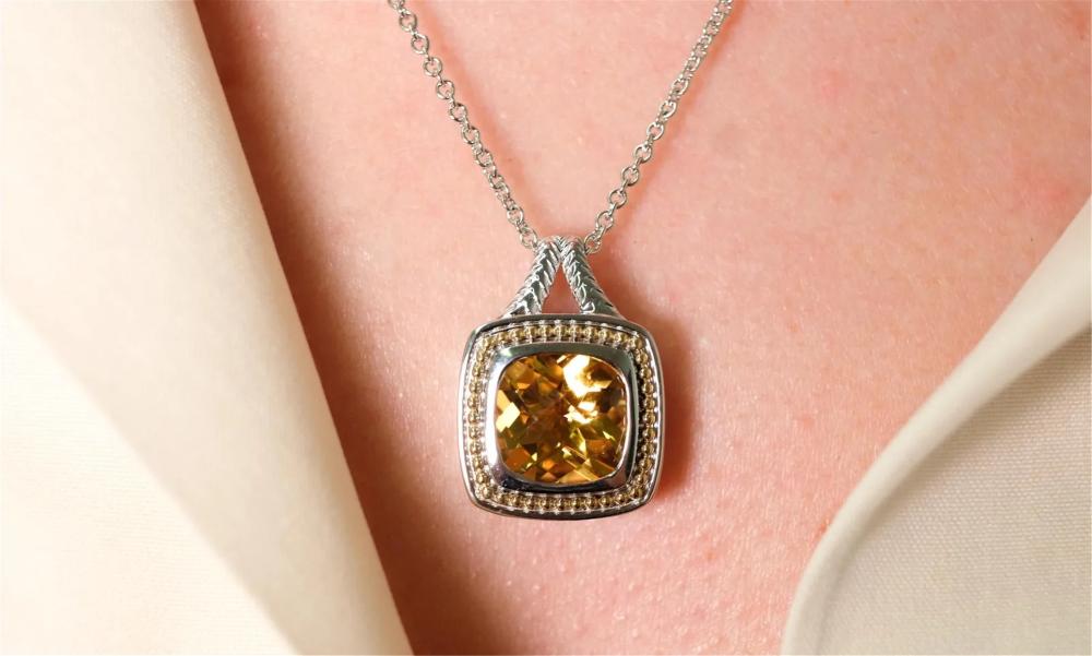 STERLING SILVER & 18K YG CITRINE
