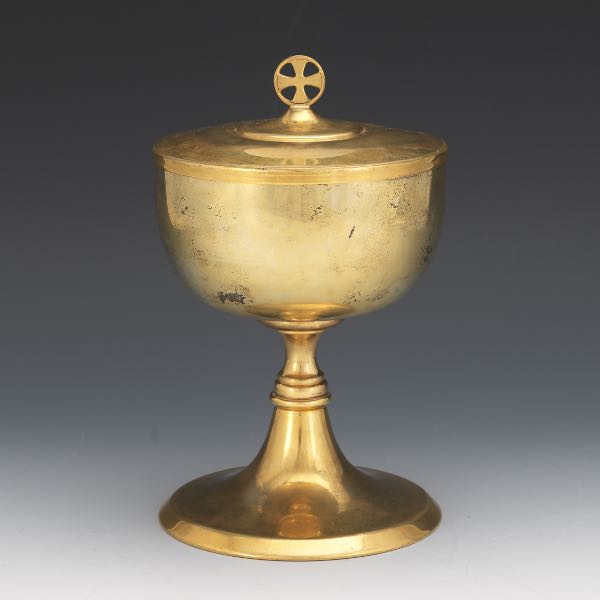 STERLING SILVER AND BRASS CIBORIUM