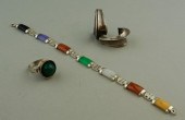 STERLING SILVER AND JADE BRACE