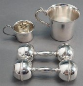 STERLING SILVER BABY RATTLE AN
