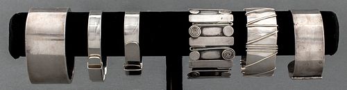 STERLING SILVER BANGLE BRACELETS,