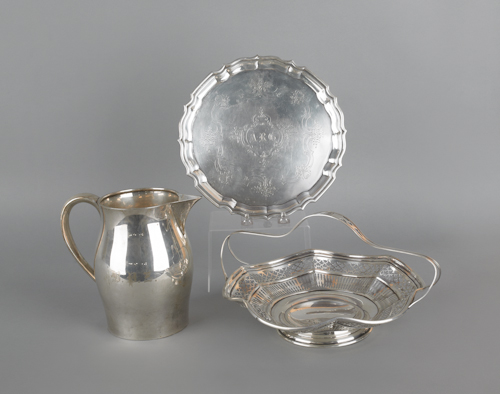 Sterling silver basket salver and