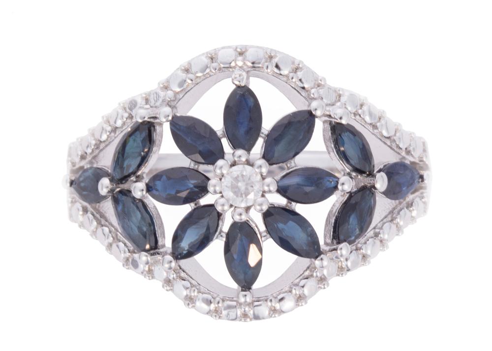STERLING SILVER, BLUE SAPPHIRE