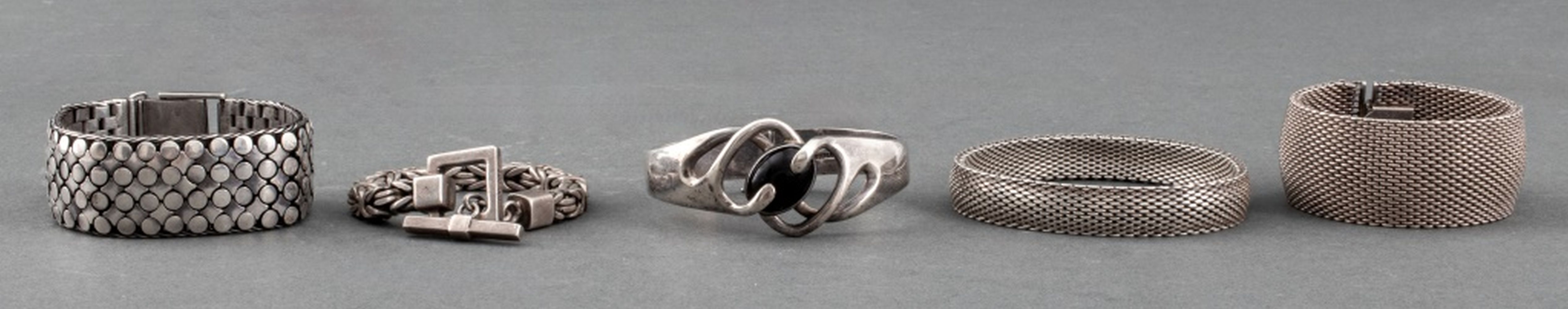 STERLING SILVER BRACELETS, 5