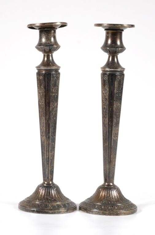 STERLING SILVER CANDLESTICKSPair of