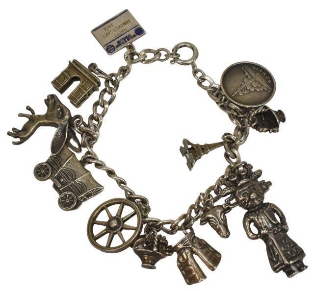 STERLING SILVER CHARM BRACELET W/