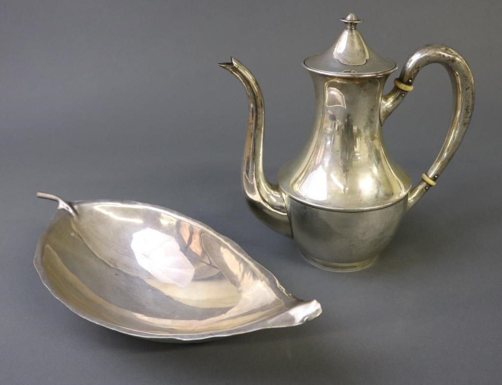 Sterling silver coffee pot, 7"h,