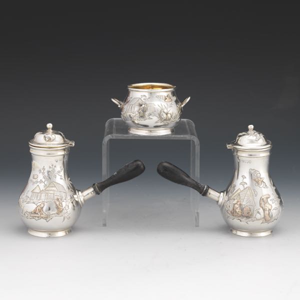 STERLING SILVER COFFEE POT SET WITH