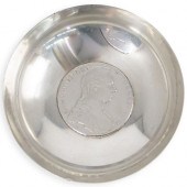 STERLING SILVER COIN DISHDESCR