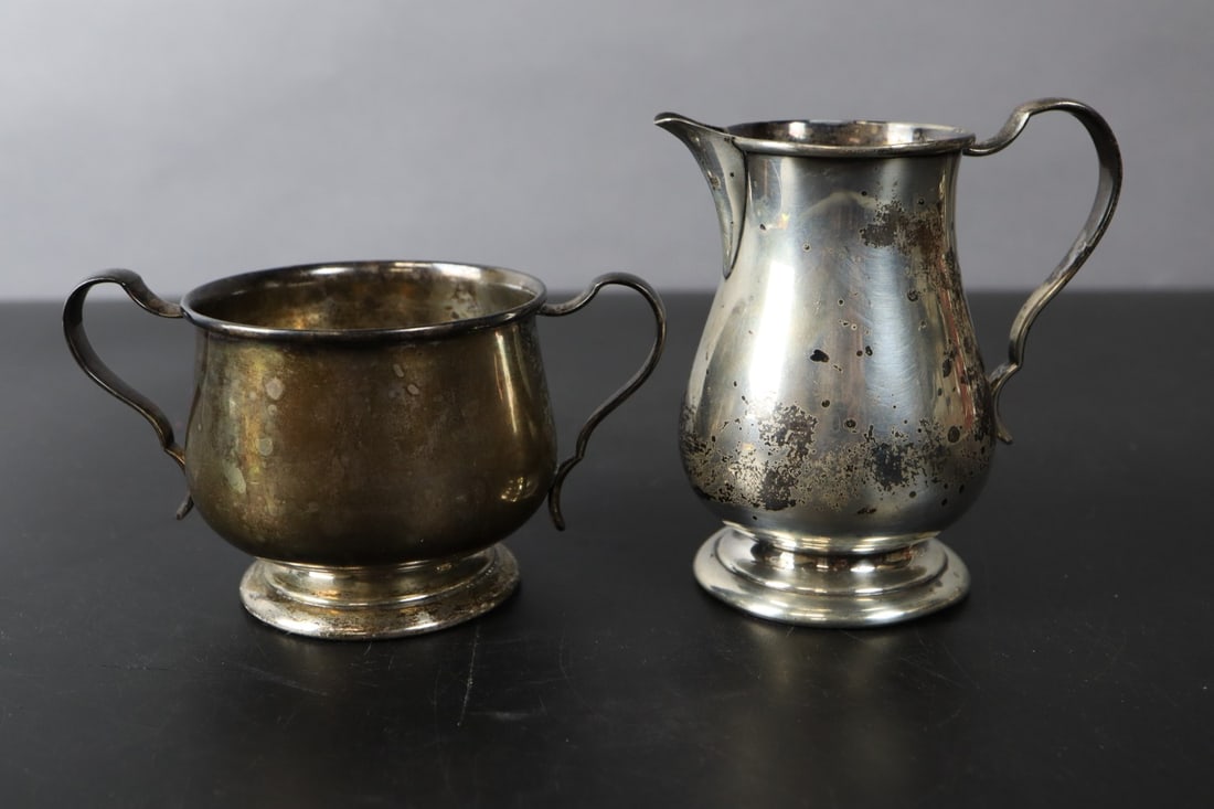 STERLING SILVER CREAM AND SUGAR,