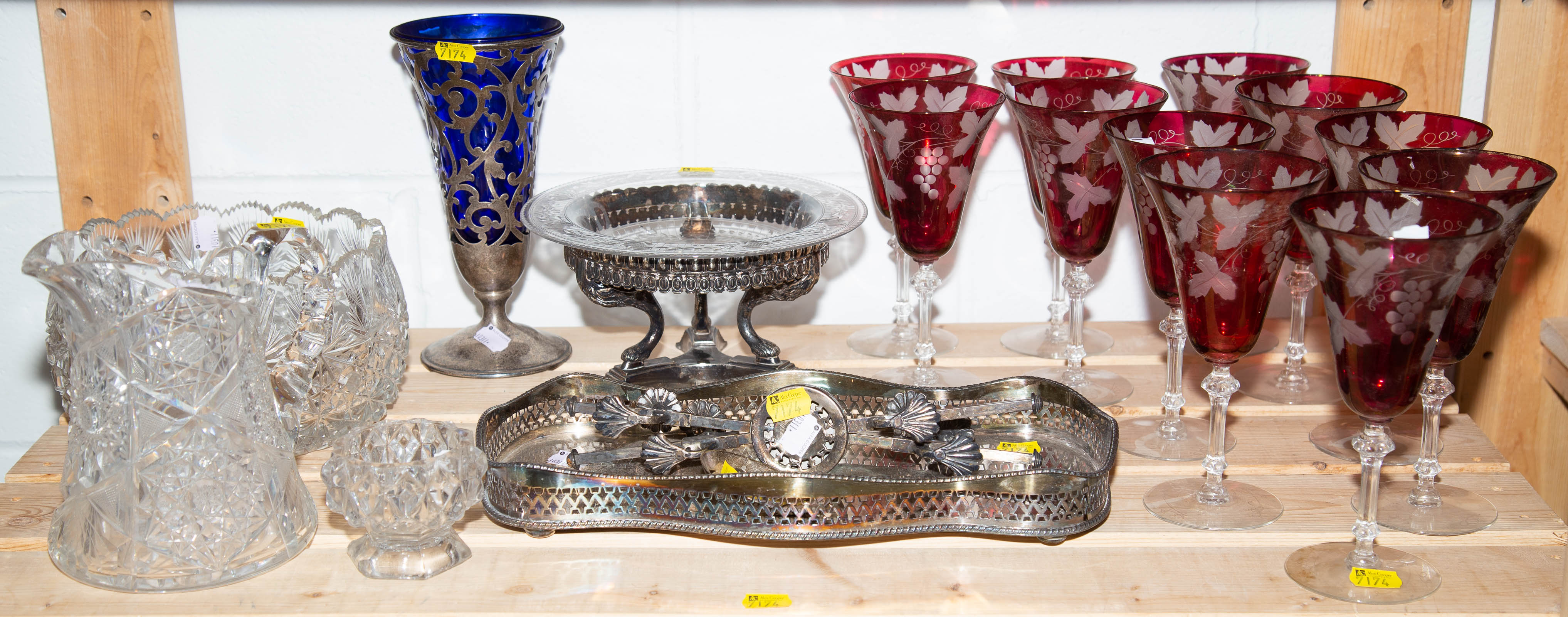 STERLING SILVER, CUT GLASS &