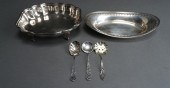 STERLING SILVER DISH AND THREE