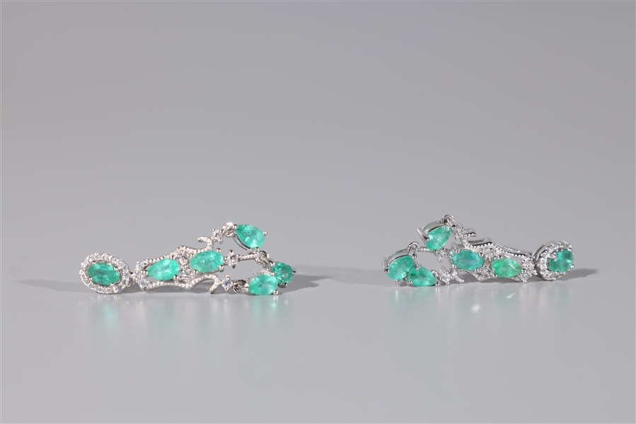 Sterling silver earrings with green