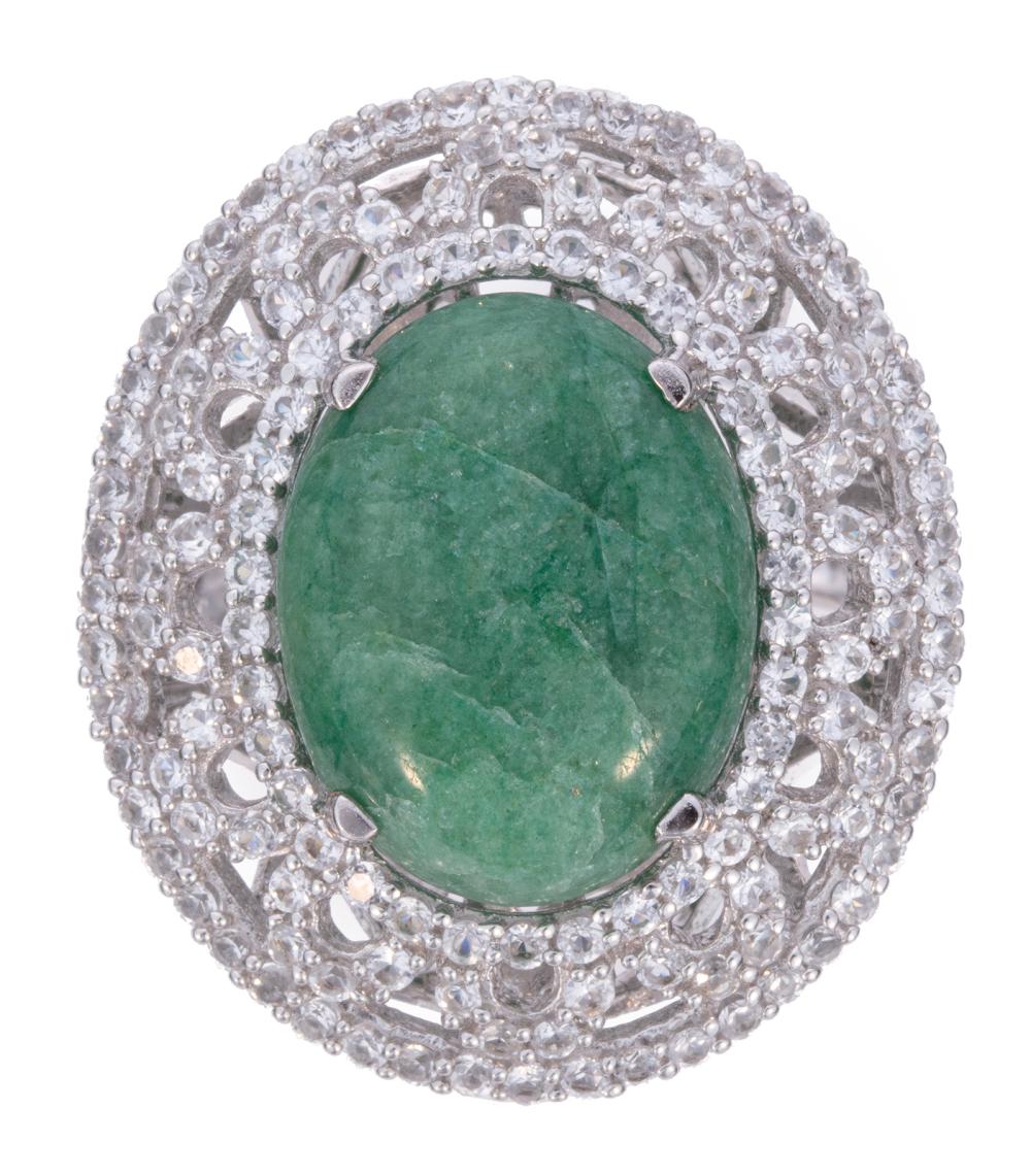 STERLING SILVER, EMERALD, COLORLESS
