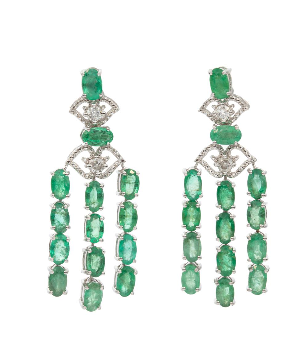 STERLING SILVER, EMERALD, DIAMOND