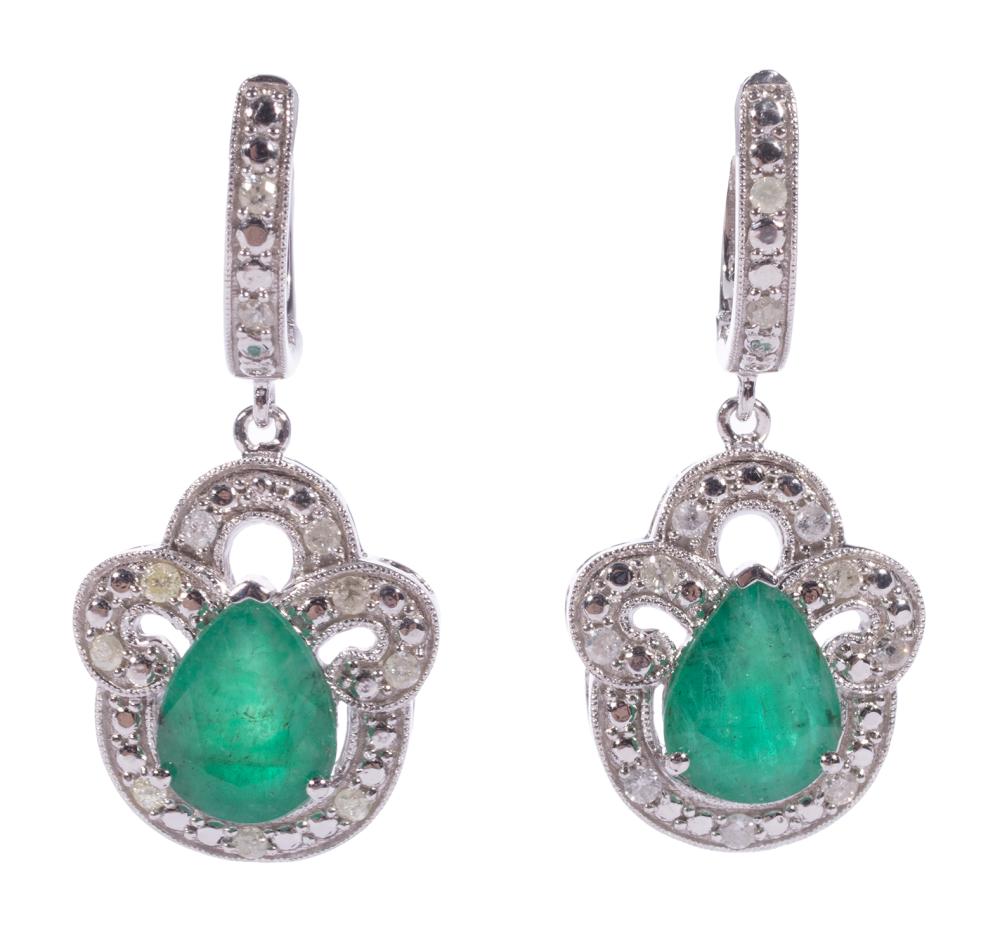 STERLING SILVER, EMERALDM DIAMOND