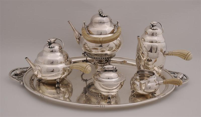 STERLING SILVER FIVE-PIECE TEA