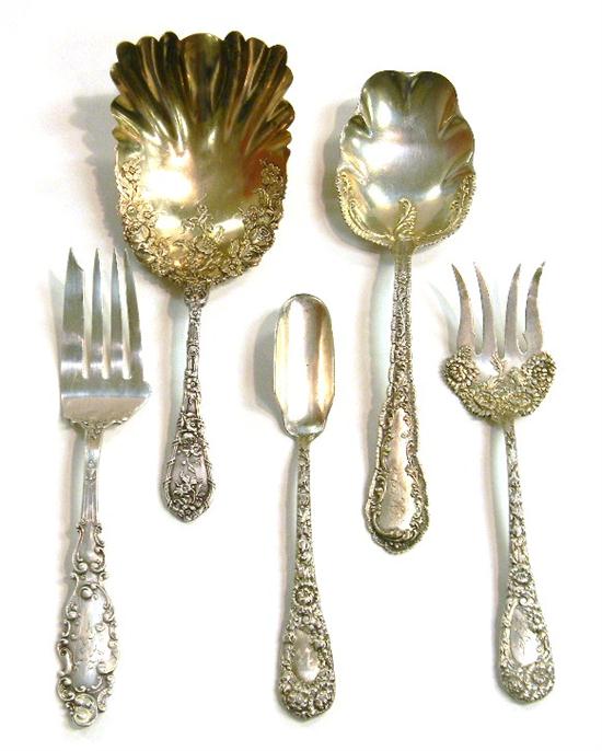 STERLING SILVER  five pieces: