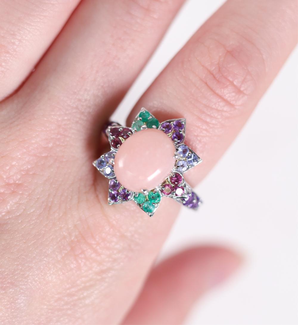 STERLING SILVER FLOWER GEMSTONE