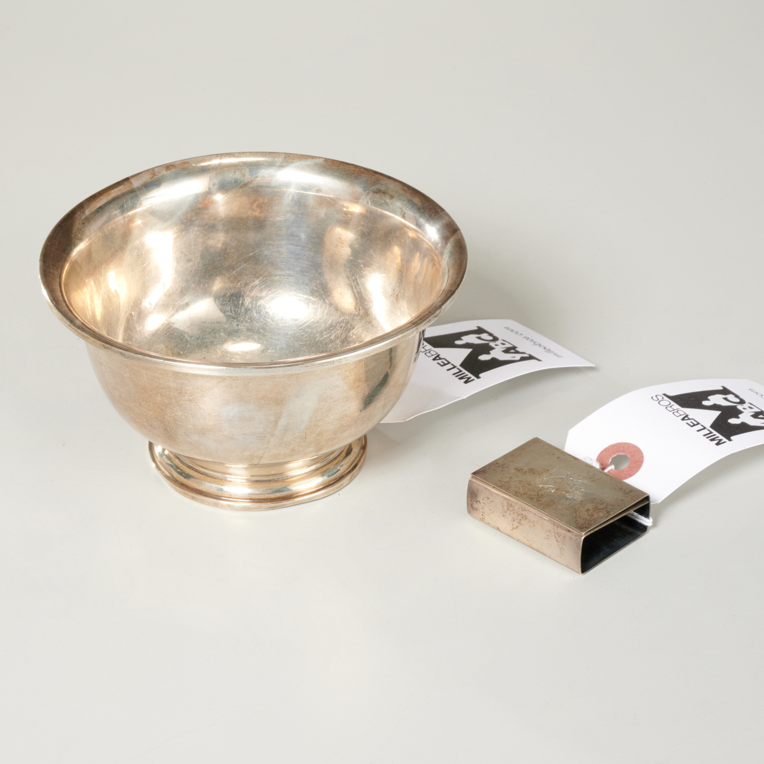 STERLING SILVER FOOTED BOWL & MATCH