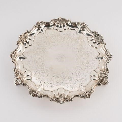 STERLING SILVER FOOTED SALVER,