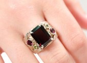 STERLING SILVER GARNET & PERID