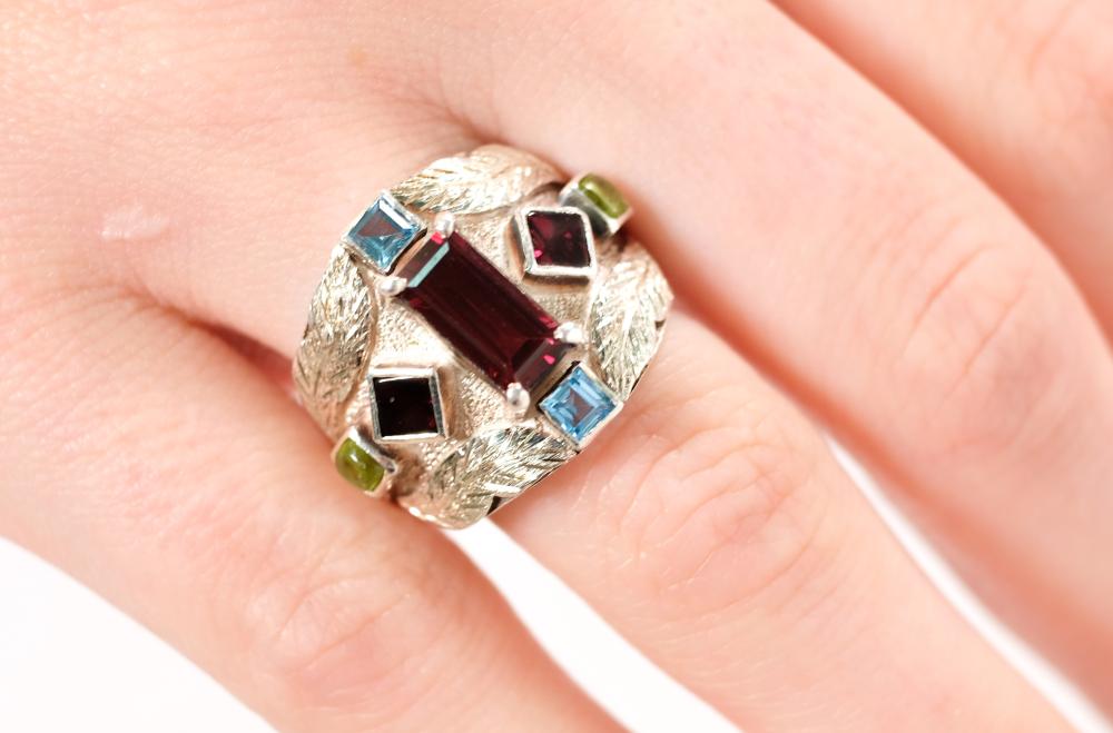 STERLING SILVER GARNET, PERIDOT,