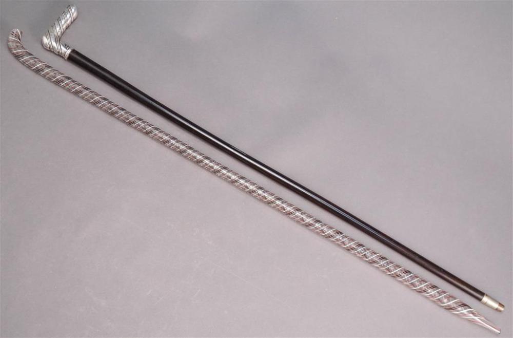 STERLING SILVER HANDLE CANE AND A