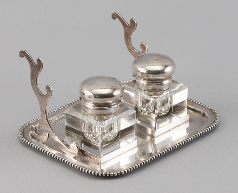 STERLING SILVER INKSTAND EARLY TO