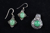 STERLING SILVER & JADEITE DROP
