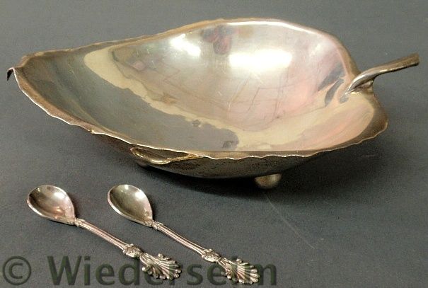 Sterling silver leaf form condiment