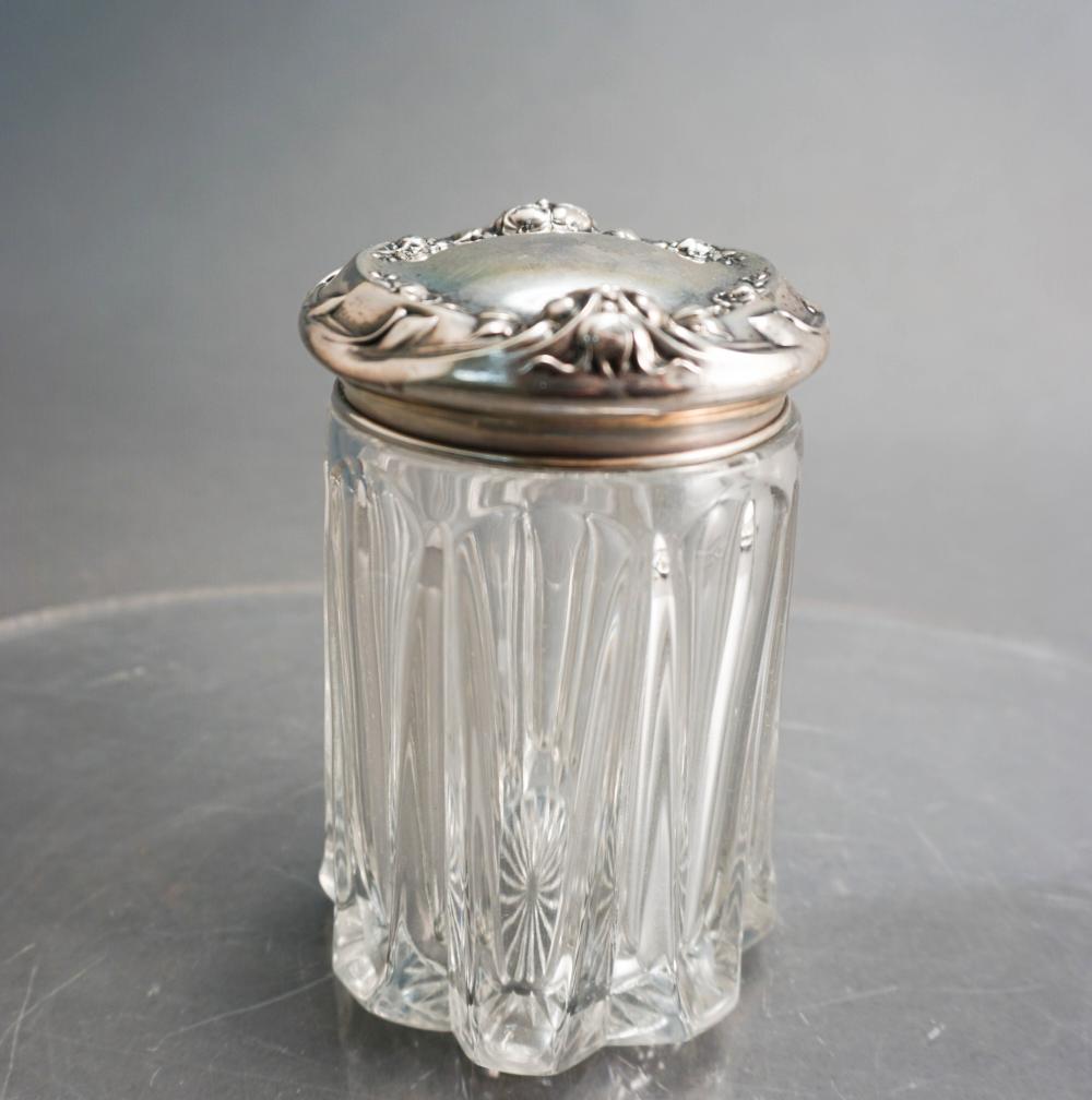 STERLING SILVER LIDDED MOLDED GLASS