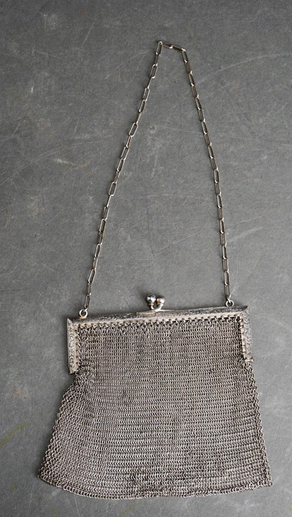 STERLING SILVER MESH PURSE, 6.2