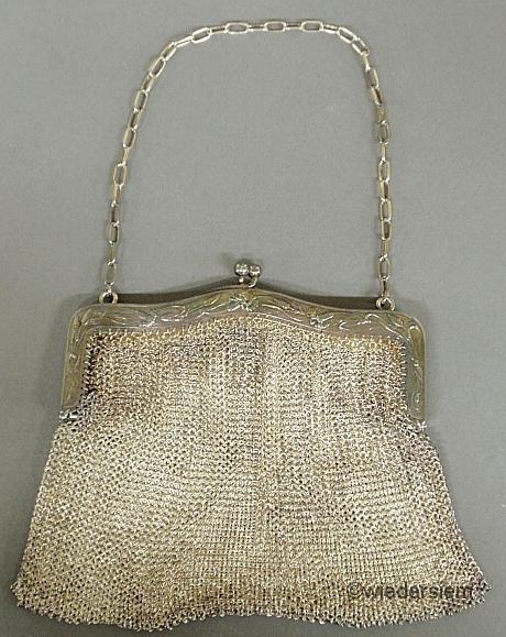 Sterling silver mesh purse with