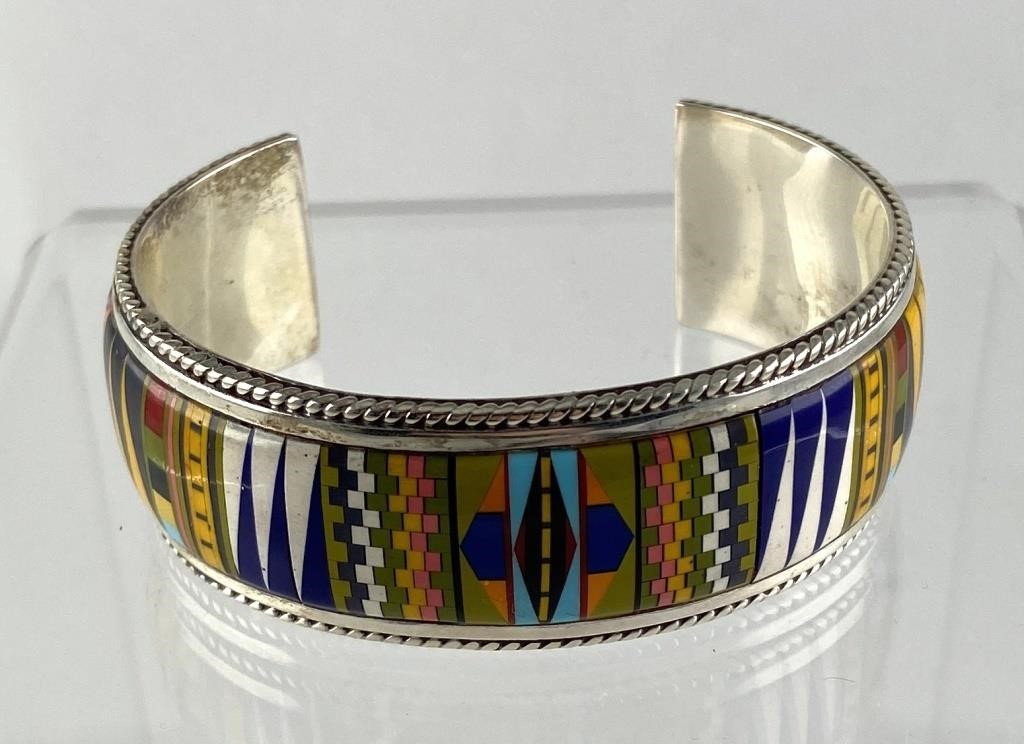 STERLING SILVER MICRO INLAID CUFF