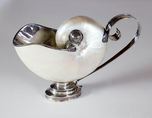 STERLING SILVER MOUNTED NAUTILUS