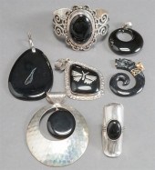 STERLING SILVER, ONYX AND ONYX