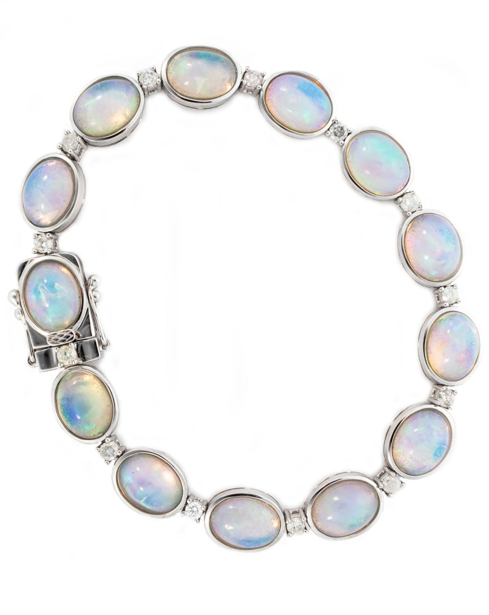STERLING SILVER, OPAL AND DIAMOND