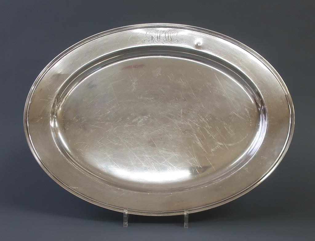 Sterling silver oval platter,