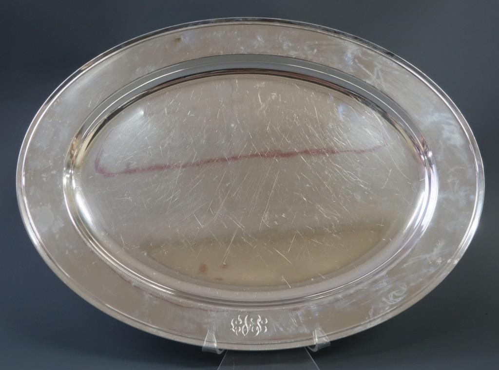 Sterling silver oval tray, marked