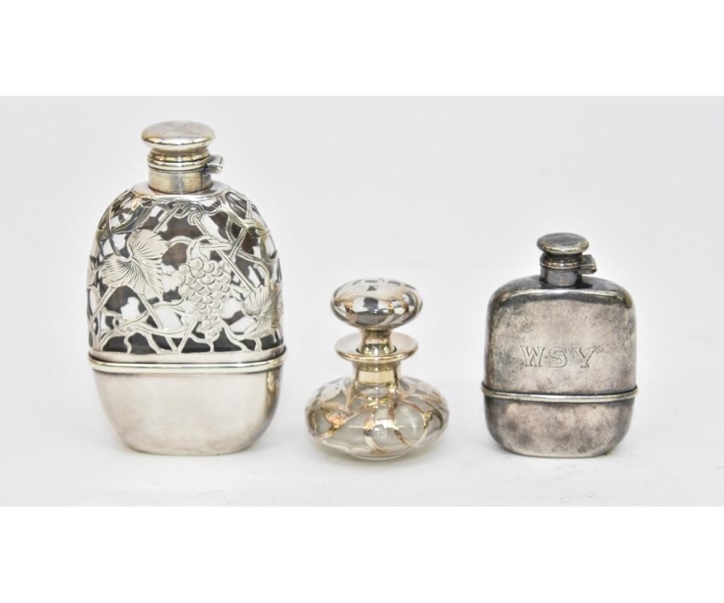 Sterling silver overlay flask 6"h x