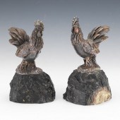 STERLING SILVER PAIR OF ROOSTE