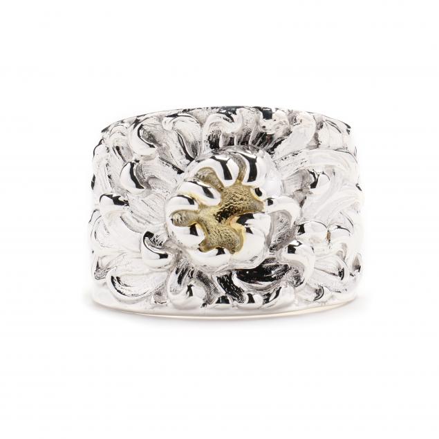 STERLING SILVER PEONY CUFF,