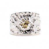 STERLING SILVER PEONY CUFF, GA
