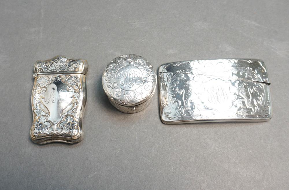 STERLING SILVER PILL BOX, CARD