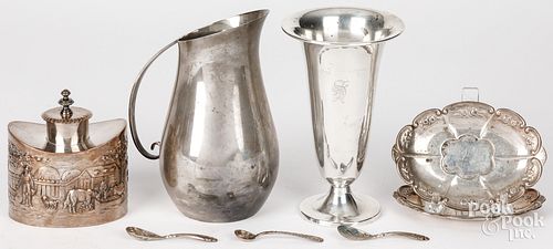 STERLING SILVER PITCHER, VASE,
