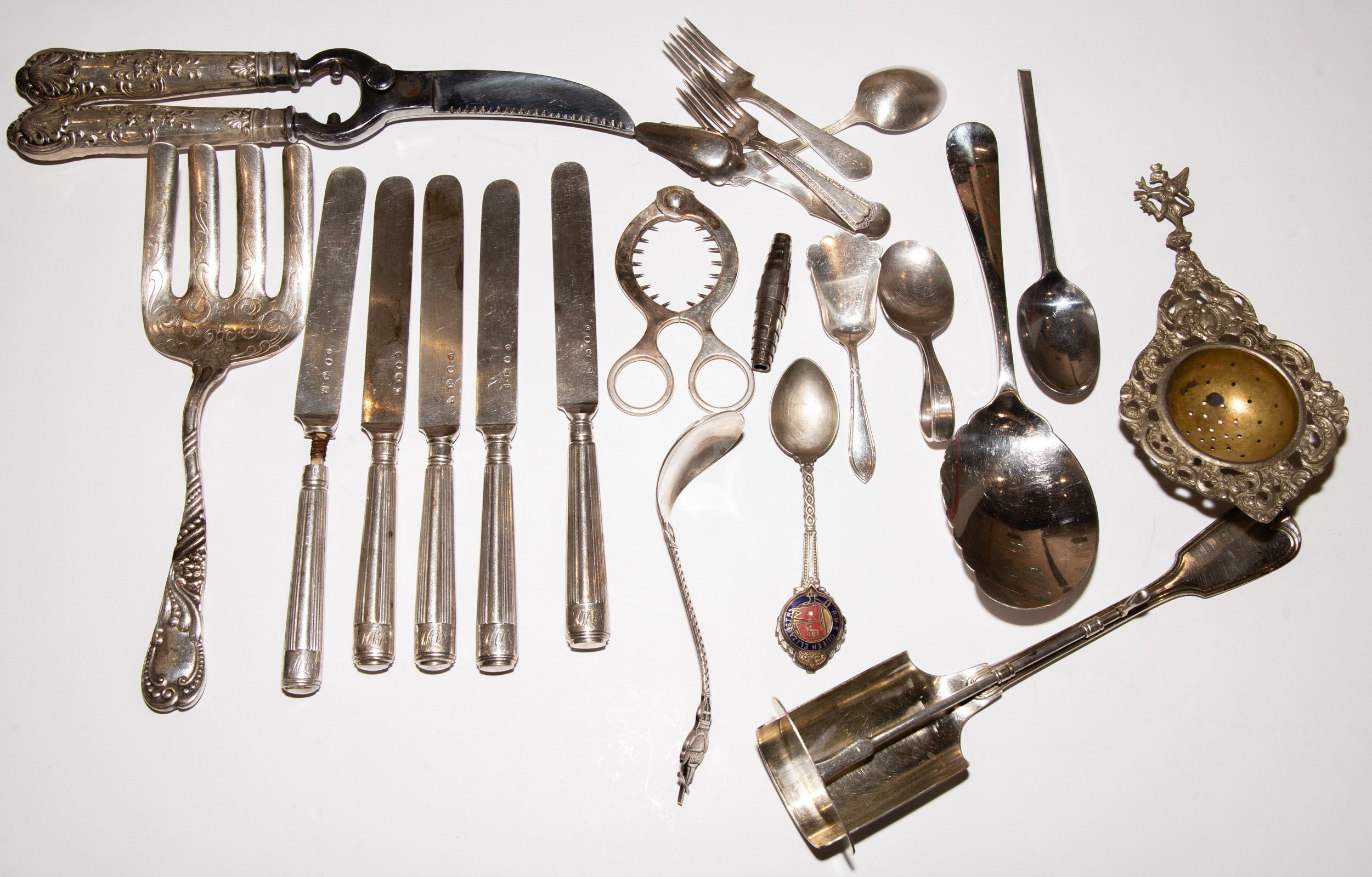 STERLING & SILVER PLATED FLATWARE &