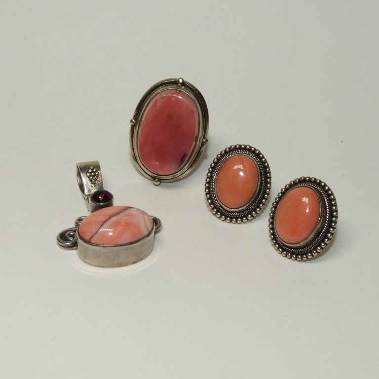 STERLING SILVER & RHODONITE RING