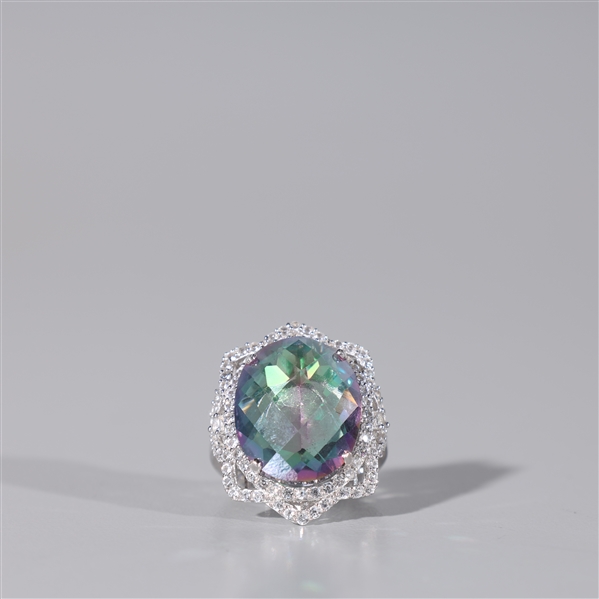 Sterling silver ring set with